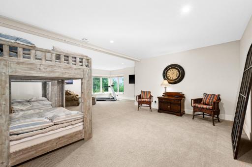 Lower Level: Recreation Room features Bunk Beds, Corner Windows...