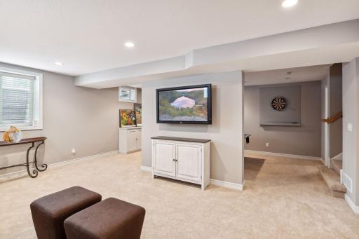 Tremendous lower level with space for gaming and tv, plus 9ft ceilings!