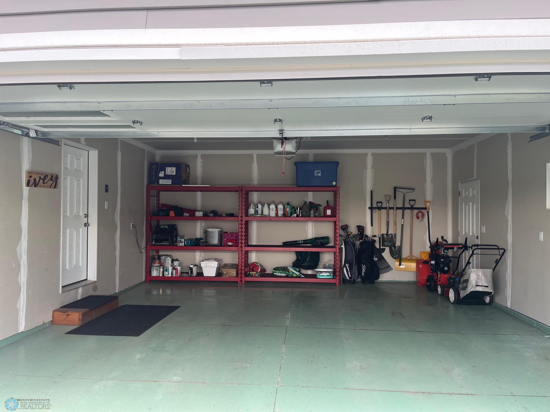 Finished garage with epoxy flooring