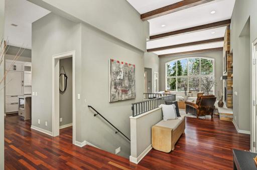 Spacious Foyer with nearly 14 foot ceilings over Brazilian Cherry hardwood flooring!