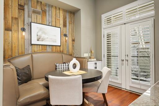 Leather banquet seating for cozy mealtime.