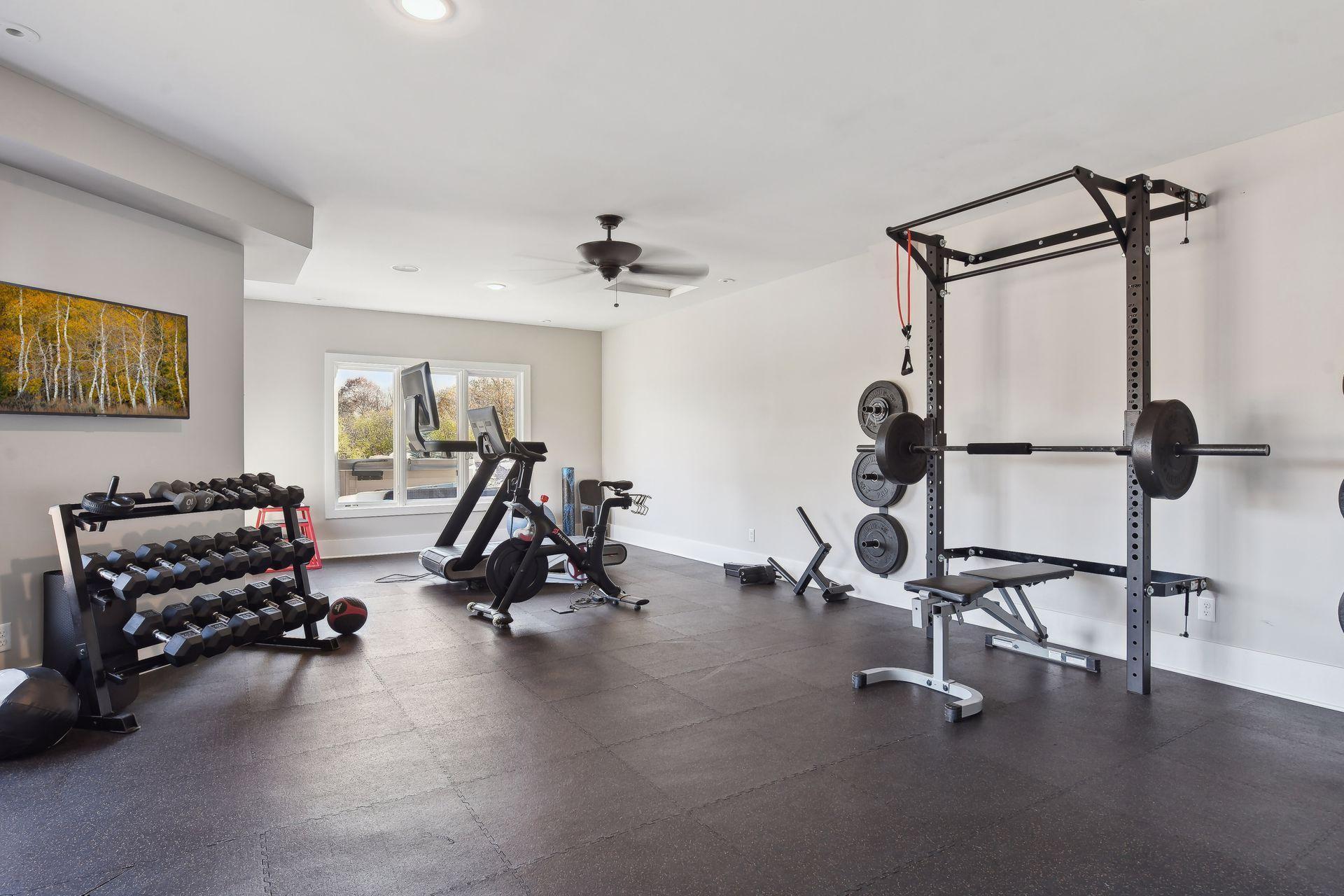 Relish the comforts of home in the dedicated home gym.