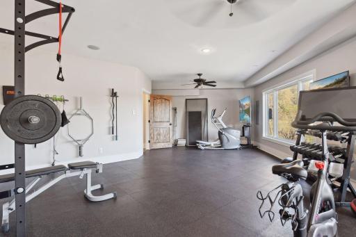 Whether you prefer cardio, strength or yoga this convenient and stylish space has plenty of room and invigorating lake views.