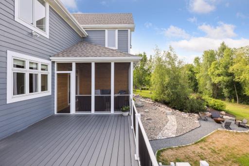 New deck, Patio, Fire pit, Room for pool if desired or sport court behind garage