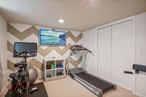 Dedicated space for your home gym ( photo is hook up for a TV)