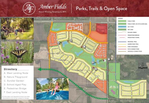The inclusion of extensive parks, trails and open space are central in developing the Amber Fields Master Plan.
