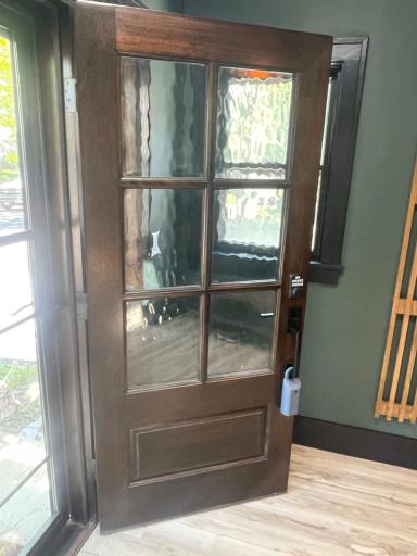 Solid mahogany entry door w/ antiqued glass