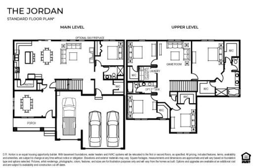 Jordan Floor Plan - 5 bedroom (one of them on the main floor), 3 bathrooms, 3 car garage.