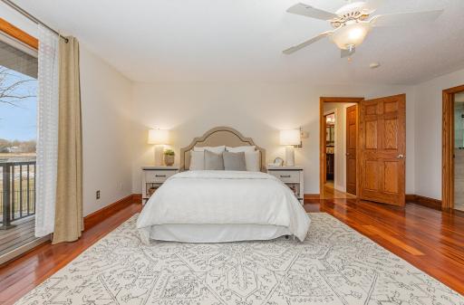 There is plenty of room for a king size bed in the primary bedroom on main floor.