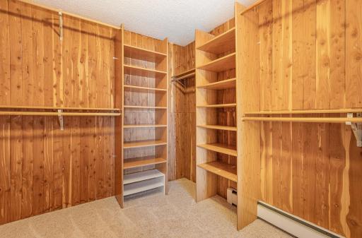Primary bedroom cedar-lined walk-in closet.