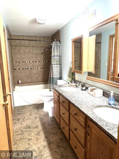 Master Bath with Tile Shower and Double Vanity