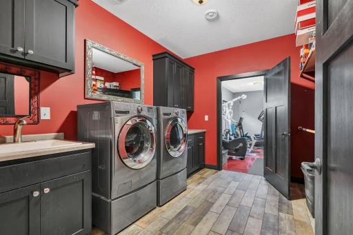 Main level washer and dryer with sink area all in a large spacious room