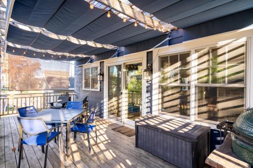 A lovely covered deck to enjoy quiet outdoor time.