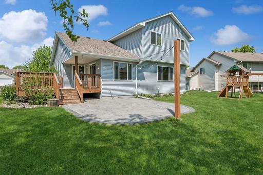 The deck (14' x16') and stamped concrete patio (19' x 21 ') create an exceptional outdoor living space AND have a southern exposure!