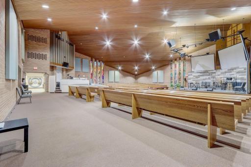 Beautiful sanctuary ready to add your own lights, sound, and video equipment for contemporary worship.