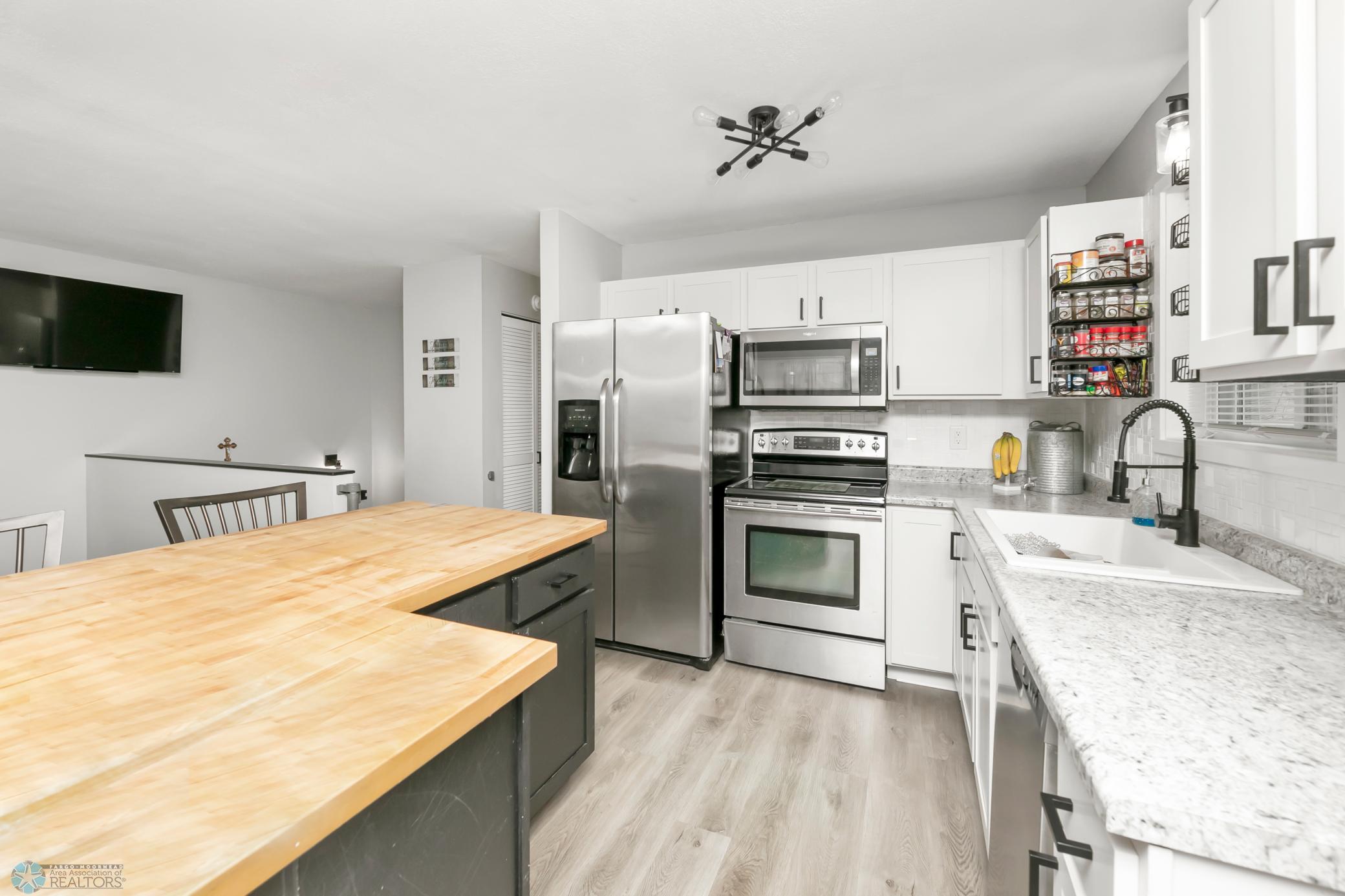 Kitchen view 2, butcher block island