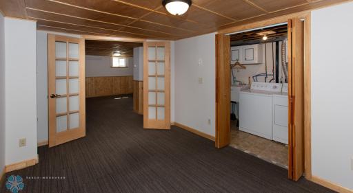 Laundry area with utility sink off the Flex space