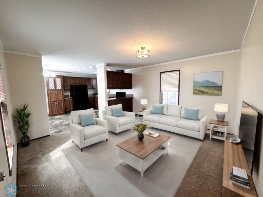 Living Room, Virtually Staged Layout #1