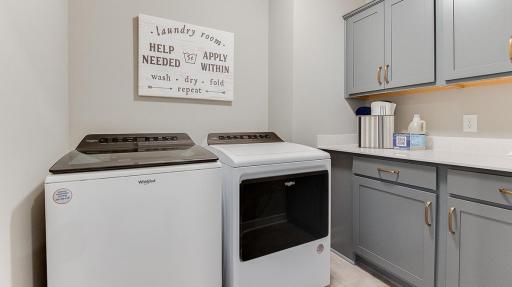 Upstairs Laundry w/ Cabinets - Finishes will vary.