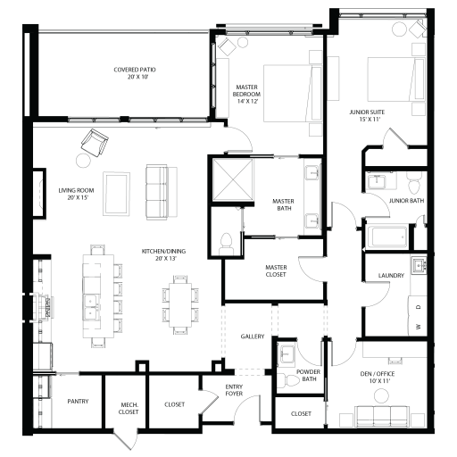 Floor Plan of 1 Hill Farm Road #107, North Oaks, MN