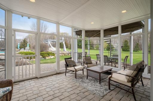 Enjoy the outdoors while staying protected from the elements in this wonderful screened in area!