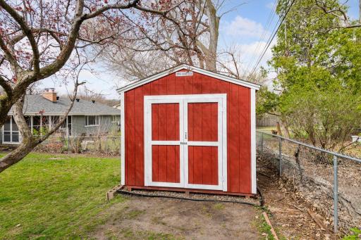 The storage shed boasts form and function.