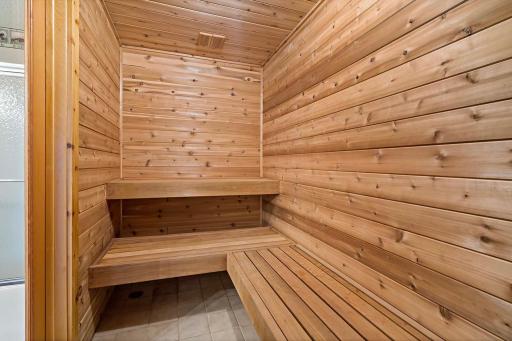 Sauna matched with upper level steam shower_3250 Lakeside Dr