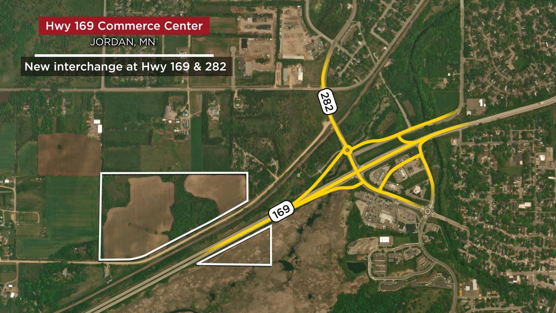 Near Jordan's proposed new interchange at Hwy 169/282