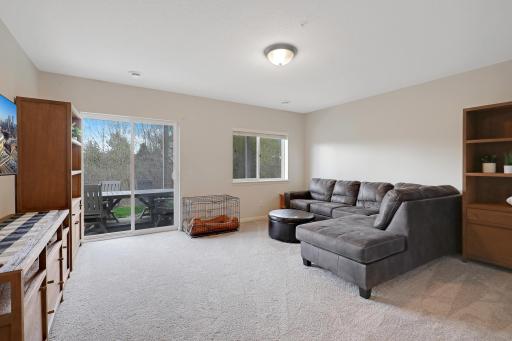 Lower level family room for all your cozy movie nights with a walkout lower level that leads a quiet, private retreat.