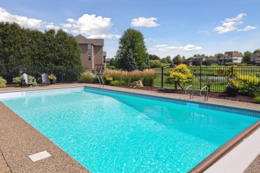 The 40x20 saltwater pool has been well-maintained and updated with all new liner, automatic cover and motor, heater and pump, filter, and chlorine generator since 2018.