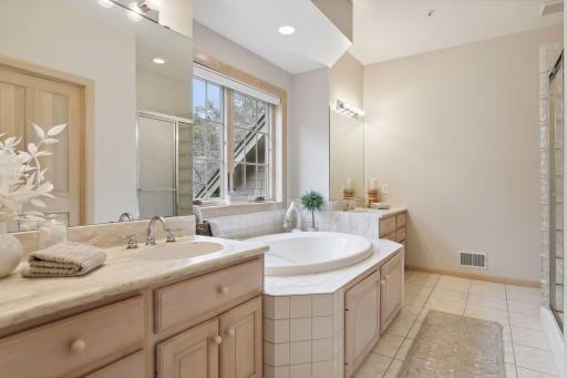 Enusite includes sepaerate tub and walk-in shower