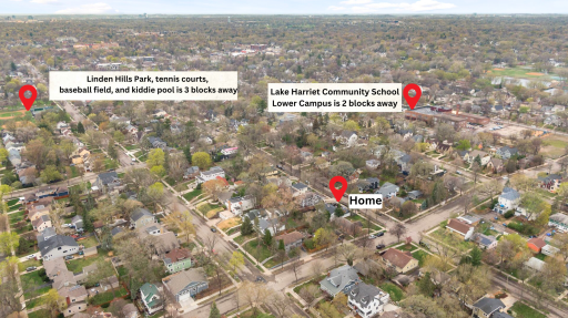 Walk 3 blocks to Linden Hills park where you'll find a playground, tennis courts, baseball field, ice rink, rec center, and kiddie pool. The home is just 2 blocks from Lake Harriet Community School Lower Campus.