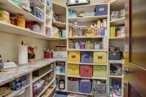 Pantry off kitchen with custom organizers added in 2020