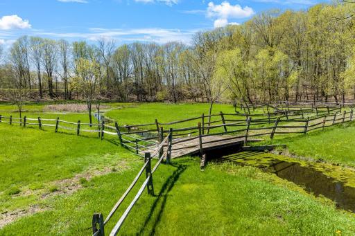 There are multiple charming bridges throughout the property.