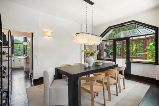 The recently renovated solarium provides a special energy with walls of glass and views of "Frank", the stately oak tree, that greets you when you arrive.