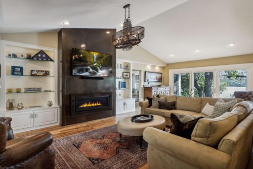 One-of-a-kind acid-washed steel gas fireplace surround