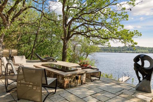 Built-in gas fireplace, perfect for gathering on a cool summer night