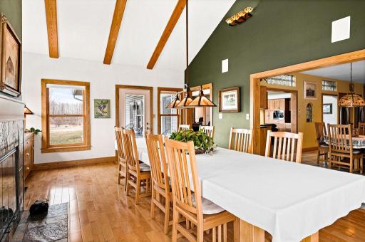 The custom 12.5' dining table comes with the home.