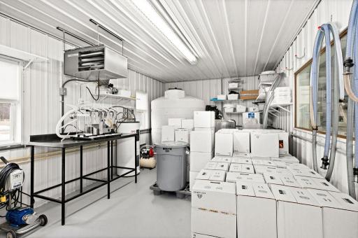 The winery has foam insulated walls and ceiling and is heated with 2 ceiling mounted propane gas furnaces.
