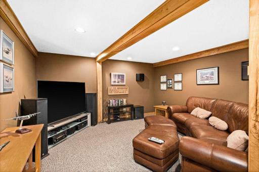 This media center features ample room for hanging out.