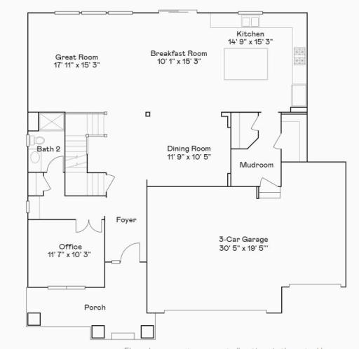Washburn main level floorplan with HUGE rectangular kitchen island!