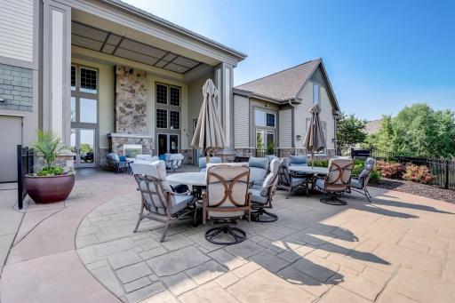 The patio of the clubhouse is the perfect place to meet up with neighborhood friends