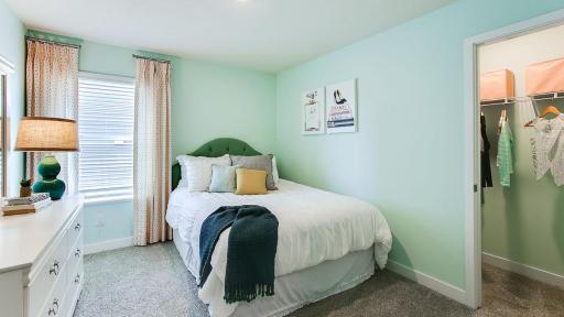 Two of 3 upper-level bedrooms. Photos of model home. Colors and options may vary. Ask Sales Agent for details.