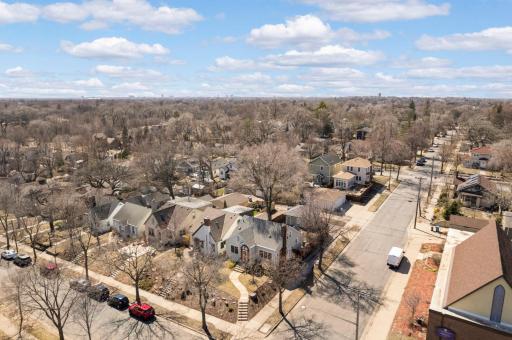Aerial shot of this completely renovated home 1 block off Minnehaha Parkway!