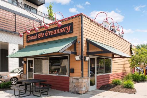 Grand Ole Creamery - homemade waffle cones, diverse flavors with outdoor seating near Lake Nokomis!