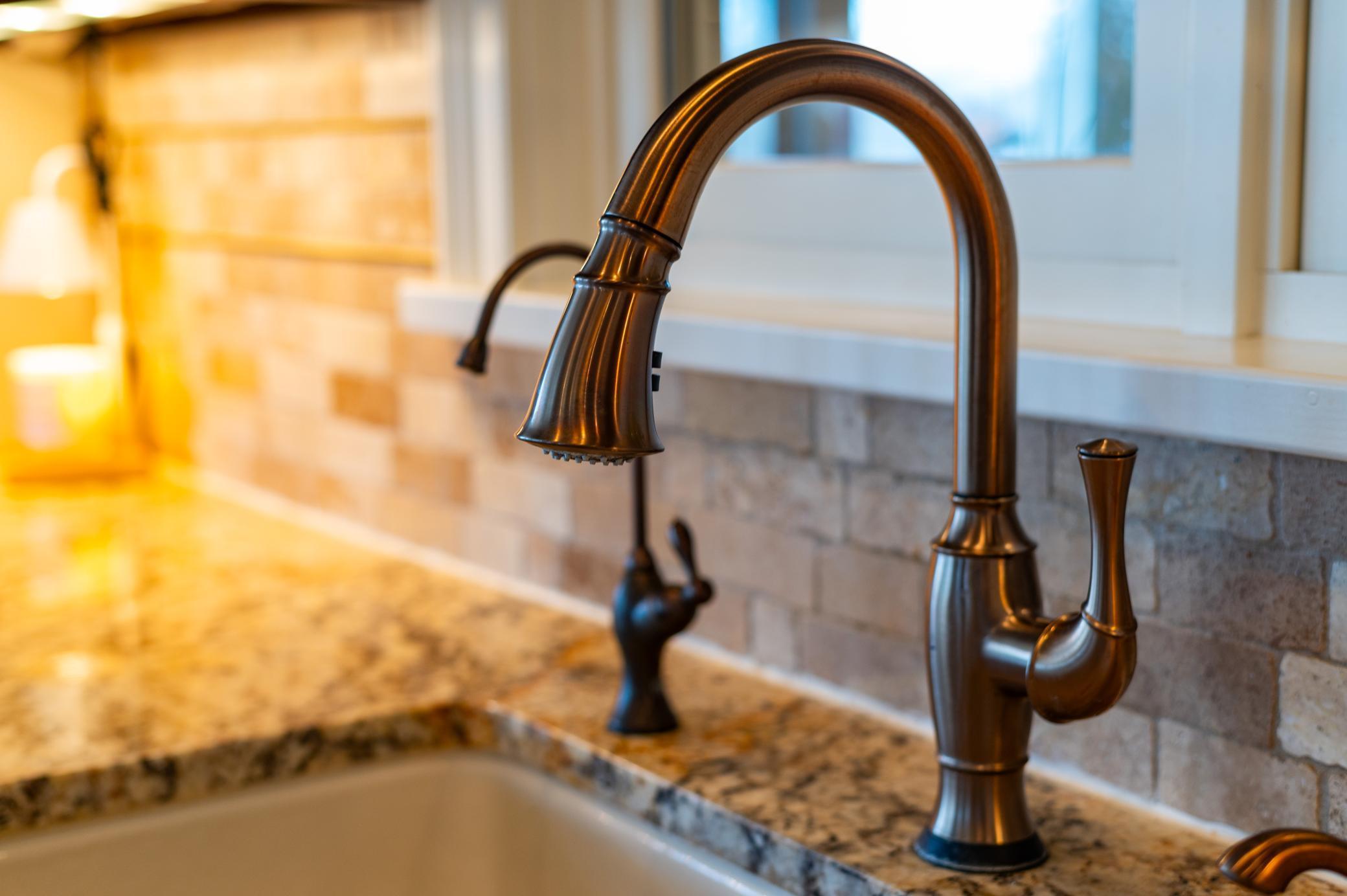 Burnished Brass touch control faucet and filtered water tap