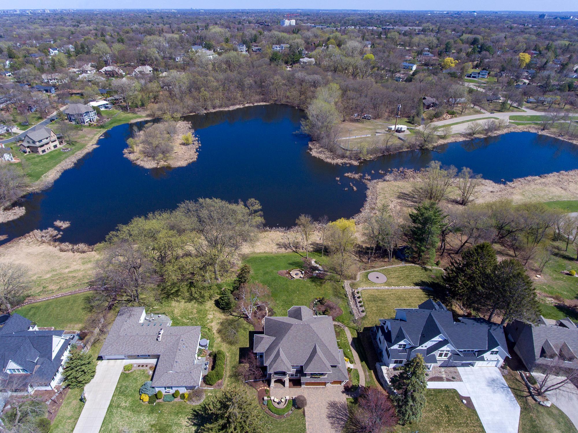 Aerial View of Lake to City