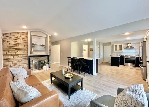 Second living room has a mid-modern feel and completely open feeling floorplan
