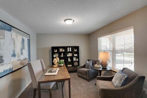 The front flex room on the Cameron II provides options for an at home office, play room, or exercise area! Photos of model home. Colors and options may vary. Ask Sales Agent for details.