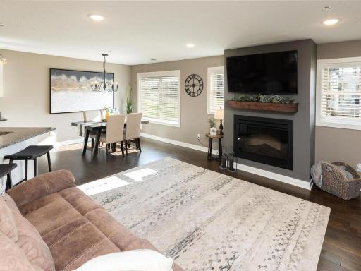 Cozy family room fireplace and hardwood floors throughout the main floor!
